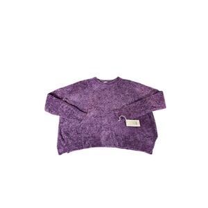 A New Day Purple Textured Knit Crewneck Sweater Oversized Cozy Size L